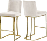 Heidi Velvet / Engineered Wood / Metal / Foam Contemporary Cream Velvet Stool - 16" W x 19.5" D x 36.5" H