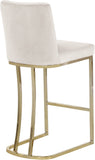 Heidi Velvet / Engineered Wood / Metal / Foam Contemporary Cream Velvet Stool - 16" W x 19.5" D x 36.5" H