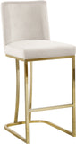 Heidi Velvet / Engineered Wood / Metal / Foam Contemporary Cream Velvet Stool - 16" W x 19.5" D x 36.5" H