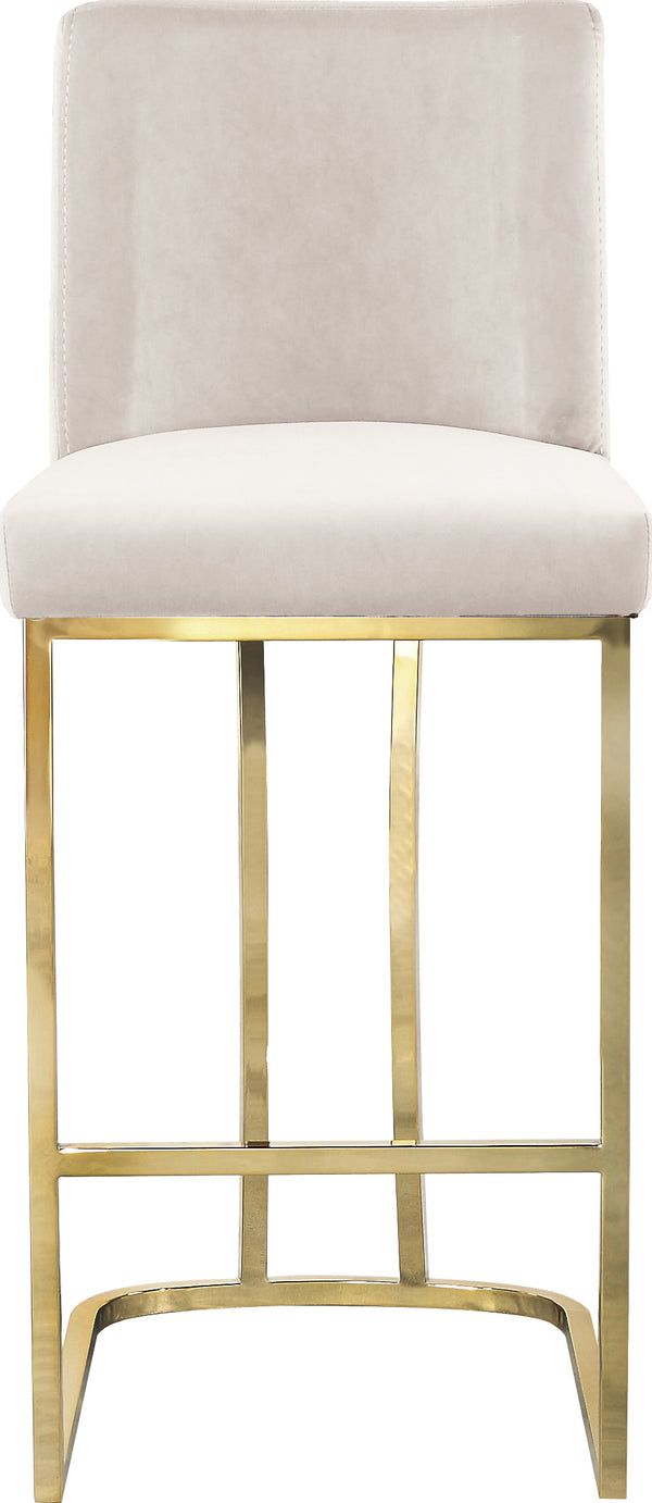 Heidi Velvet / Engineered Wood / Metal / Foam Contemporary Cream Velvet Stool - 16" W x 19.5" D x 36.5" H