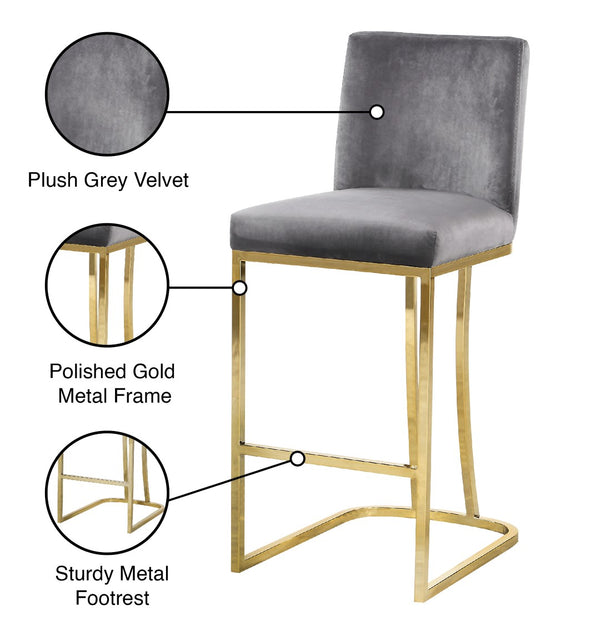 Heidi Velvet / Engineered Wood / Metal / Foam Contemporary Grey Velvet Stool - 16" W x 19.5" D x 36.5" H