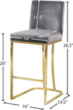 Heidi Velvet / Engineered Wood / Metal / Foam Contemporary Grey Velvet Stool - 16" W x 19.5" D x 36.5" H