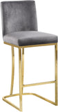 Heidi Velvet / Engineered Wood / Metal / Foam Contemporary Grey Velvet Stool - 16" W x 19.5" D x 36.5" H