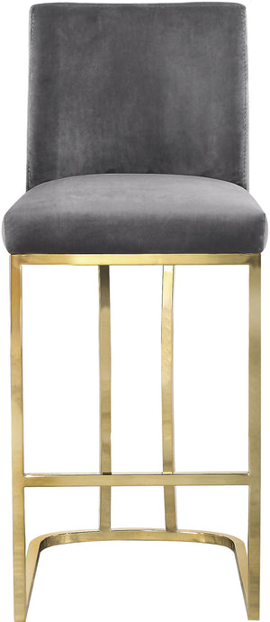 Heidi Velvet / Engineered Wood / Metal / Foam Contemporary Grey Velvet Stool - 16" W x 19.5" D x 36.5" H