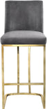 Heidi Velvet / Engineered Wood / Metal / Foam Contemporary Grey Velvet Stool - 16" W x 19.5" D x 36.5" H