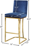 Heidi Velvet / Engineered Wood / Metal / Foam Contemporary Navy Velvet Stool - 16" W x 19.5" D x 36.5" H