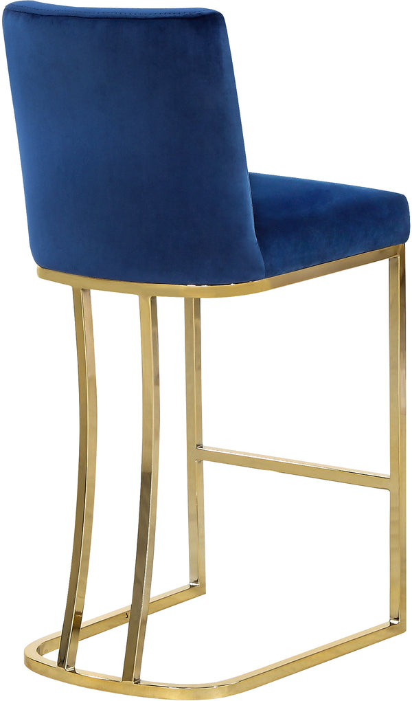 Heidi Velvet / Engineered Wood / Metal / Foam Contemporary Navy Velvet Stool - 16" W x 19.5" D x 36.5" H