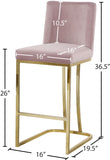 Heidi Velvet / Engineered Wood / Metal / Foam Contemporary Pink Velvet Stool - 16" W x 19.5" D x 36.5" H