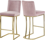 Heidi Velvet / Engineered Wood / Metal / Foam Contemporary Pink Velvet Stool - 16" W x 19.5" D x 36.5" H