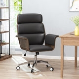 Cannonade Mid-Century Modern Swivel Office Chair, Black and Gray Noble House