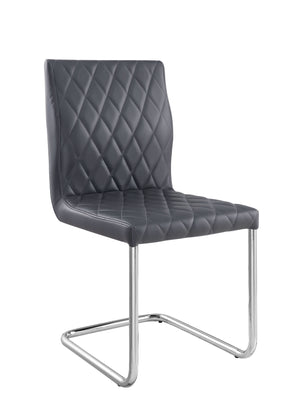 Ansonia Modern Side Chair (Set-2) Gray PU($22 RMB/per meter) • BASE) Chrome Metal 77832-ACME