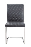 Ansonia Modern Side Chair (Set-2) Gray PU($22 RMB/per meter) • BASE) Chrome Metal 77832-ACME