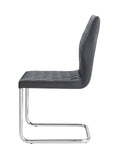 Ansonia Modern Side Chair (Set-2) Gray PU($22 RMB/per meter) • BASE) Chrome Metal 77832-ACME