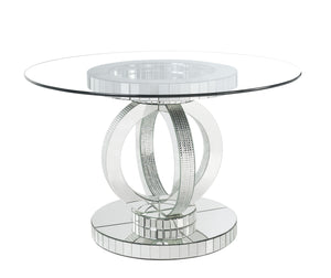 Ornat Glam Dining Table Clear Glass, Mirrored & Faux Diamonds 77835-ACME