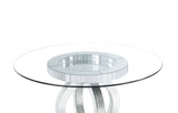 Ornat Glam Dining Table Clear Glass, Mirrored & Faux Diamonds 77835-ACME