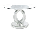 Ornat Glam Dining Table Clear Glass, Mirrored & Faux Diamonds 77835-ACME