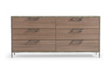 VIG Furniture Nova Domus Boston - Modern Brown Oak & Brushed Stainless Steel Dresser VGANBOSTON-DRS