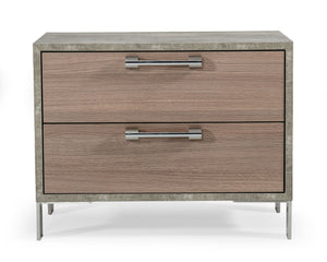 VIG Furniture Nova Domus Boston - Modern Brown Oak & Brushed Stainless Steel Nightstand VGANBOSTON-NS