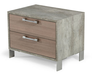 VIG Furniture Nova Domus Boston - Modern Brown Oak & Brushed Stainless Steel Nightstand VGANBOSTON-NS