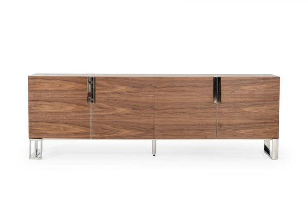 VIG Furniture Modrest Gilroy - Modern Walnut & Stainless Steel Buffet VGBBMA2002SB-BUFF