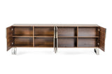 VIG Furniture Modrest Gilroy - Modern Walnut & Stainless Steel Buffet VGBBMA2002SB-BUFF