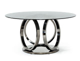 VIG Furniture Modrest Enid - Modern Smoked Glass & Black Stainless Steel Round Dining Table VGZAT009-DT