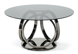 VIG Furniture Modrest Enid - Modern Smoked Glass & Black Stainless Steel Round Dining Table VGZAT009-DT