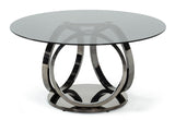 VIG Furniture Modrest Enid - Modern Smoked Glass & Black Stainless Steel Round Dining Table VGZAT009-DT