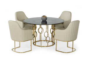 VIG Furniture Modrest Filbert - Modern Smoked Glass & Champagne Gold Dining Table VGZAT122-GOLD-DT