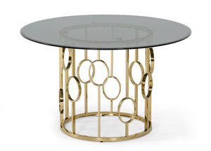 VIG Furniture Modrest Filbert - Modern Smoked Glass & Champagne Gold Dining Table VGZAT122-GOLD-DT