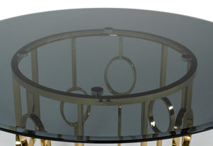 VIG Furniture Modrest Filbert - Modern Smoked Glass & Champagne Gold Dining Table VGZAT122-GOLD-DT