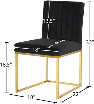 Giselle Velvet / Engineered Wood / Metal / Foam Contemporary Black Velvet Dining Chair - 18" W x 22" D x 32" H