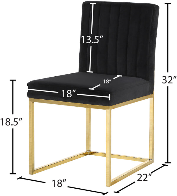 Giselle Velvet / Engineered Wood / Metal / Foam Contemporary Black Velvet Dining Chair - 18" W x 22" D x 32" H