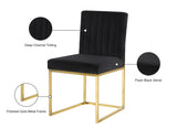 Giselle Velvet / Engineered Wood / Metal / Foam Contemporary Black Velvet Dining Chair - 18" W x 22" D x 32" H