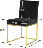 Giselle Velvet / Engineered Wood / Metal / Foam Contemporary Black Velvet Dining Chair - 18" W x 22" D x 32" H