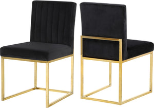 Giselle Velvet / Engineered Wood / Metal / Foam Contemporary Black Velvet Dining Chair - 18" W x 22" D x 32" H