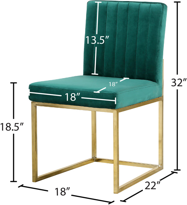 Giselle Velvet / Engineered Wood / Metal / Foam Contemporary Green Velvet Dining Chair - 18" W x 22" D x 32" H