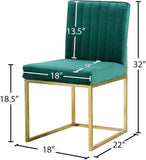 Giselle Velvet / Engineered Wood / Metal / Foam Contemporary Green Velvet Dining Chair - 18" W x 22" D x 32" H