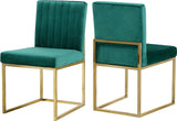 Giselle Velvet / Engineered Wood / Metal / Foam Contemporary Green Velvet Dining Chair - 18" W x 22" D x 32" H