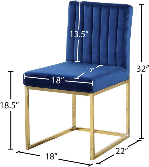 Giselle Velvet / Engineered Wood / Metal / Foam Contemporary Navy Velvet Dining Chair - 18" W x 22" D x 32" H