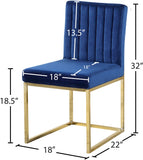 Giselle Velvet / Engineered Wood / Metal / Foam Contemporary Navy Velvet Dining Chair - 18" W x 22" D x 32" H