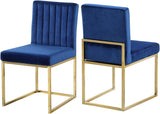 Giselle Velvet / Engineered Wood / Metal / Foam Contemporary Navy Velvet Dining Chair - 18" W x 22" D x 32" H