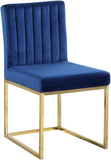 Giselle Velvet / Engineered Wood / Metal / Foam Contemporary Navy Velvet Dining Chair - 18" W x 22" D x 32" H