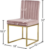 Giselle Velvet / Engineered Wood / Metal / Foam Contemporary Pink Velvet Dining Chair - 18" W x 22" D x 32" H