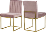 Giselle Velvet / Engineered Wood / Metal / Foam Contemporary Pink Velvet Dining Chair - 18" W x 22" D x 32" H