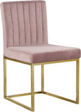 Giselle Velvet / Engineered Wood / Metal / Foam Contemporary Pink Velvet Dining Chair - 18" W x 22" D x 32" H