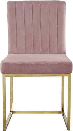 Giselle Velvet / Engineered Wood / Metal / Foam Contemporary Pink Velvet Dining Chair - 18" W x 22" D x 32" H