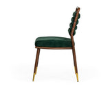 VIG Furniture Modrest Biscay - Modern Dark Green & Walnut Steel Dining Chair VGEUMC-9697CH-GRN