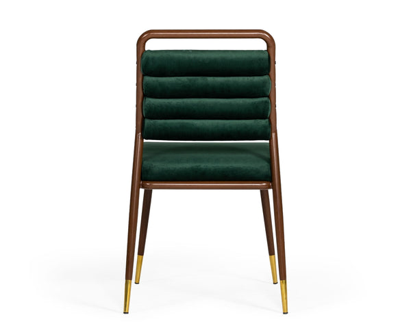 VIG Furniture Modrest Biscay - Modern Dark Green & Walnut Steel Dining Chair VGEUMC-9697CH-GRN