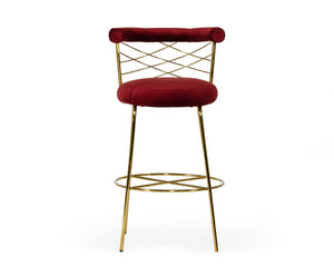 VIG Furniture Modrest Dakin Modern Glam Red & Gold Barstool VGEUMC-9700CH-BS